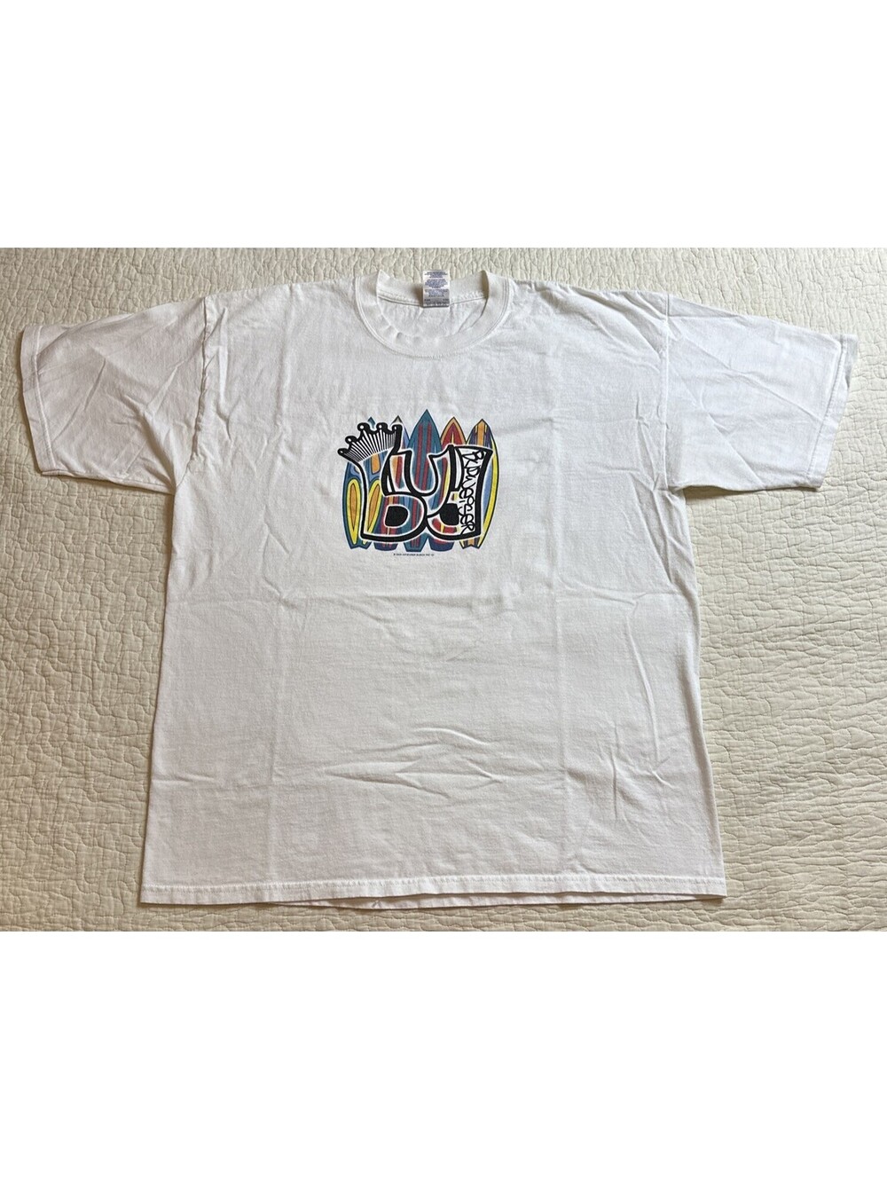 VTG Y2K Budweiser T-shirt XL White With Multi Graphic Beer Alcohol
